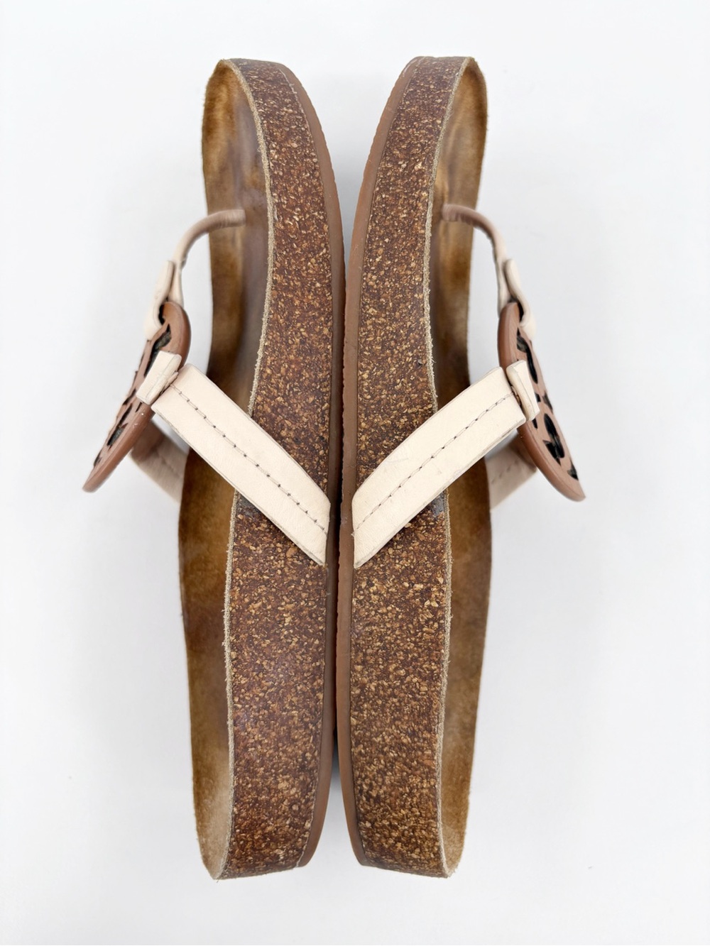 TORY BURCH Miller Cloud Leather Cork Sandals in Cream Caramel US 8.5 - Picture 8 of 13